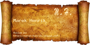 Marek Henrik névjegykártya